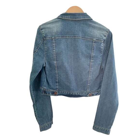 Forever 21 Life in Progress Cropped Cotton Vintage Denim Jacket Size Medium - Picture 6 of 8